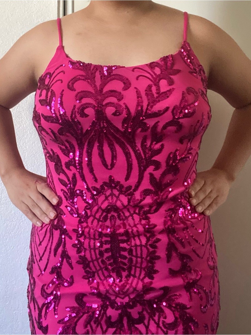 Hot Pink Sequins Dress (Large)